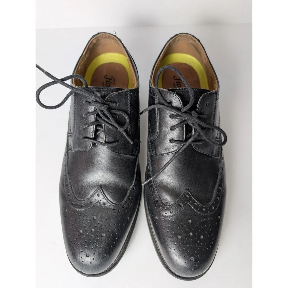 Florsheim Comfortech Ortholite Black Wingtip Lace Up Dress Shoe Oxford Size 9D